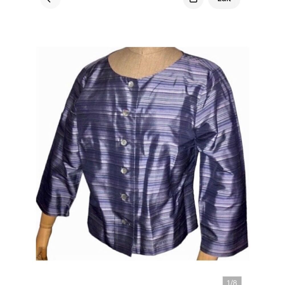 Talbots Silk Striped Blouse/Jacket with 3/4 Sleeves Women’s 10P